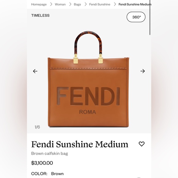 Fendi handbag, used once in perfect condition. Too big for me. - Picture 1 of 6